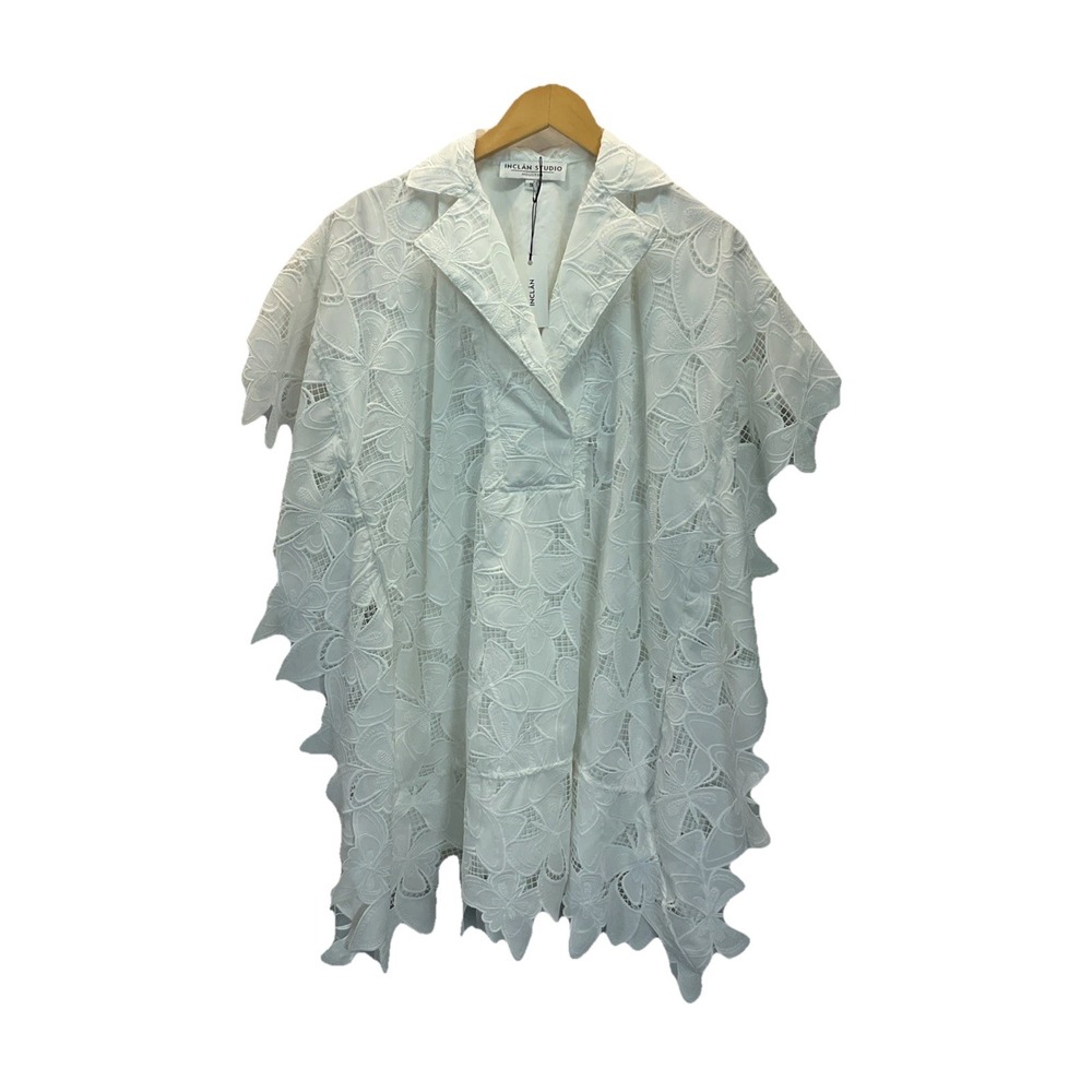 NEW Inclan Studio White Adair Butterfly Kaftan Dress Resort Beach Eyelet SM‎
